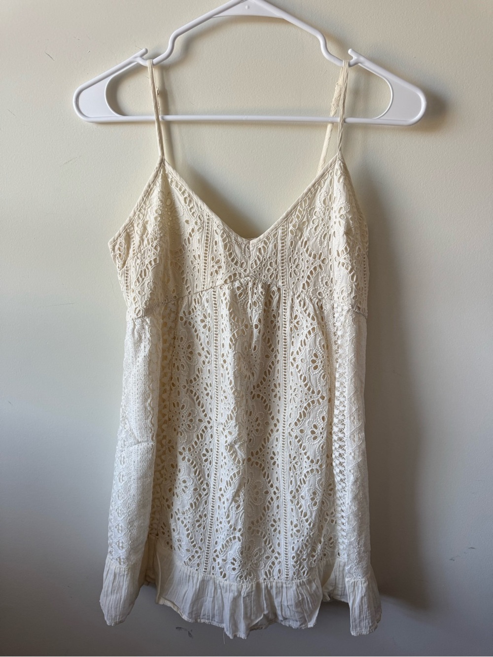 American Eagle Outfitters Ivory Crochet Lace Dress